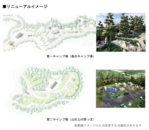 第１、２キャンプ場の整備イメージの図